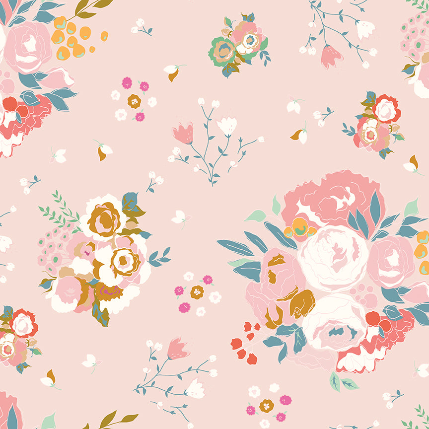 Cotton Nook Main Blush Floral Fabric by Minki Kim | Riley Blake