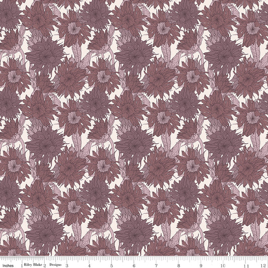 Evening on the Prairie Sunflower Grape Fabric by Modern Prairie | Riley Blake