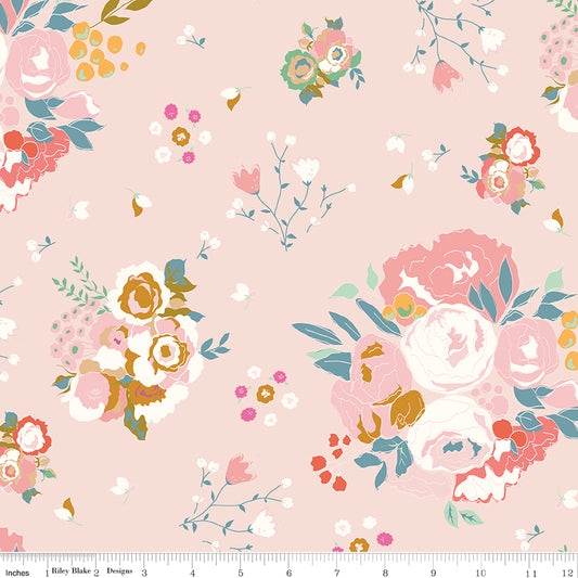 Cotton Nook Main Blush Floral Fabric by Minki Kim | Riley Blake