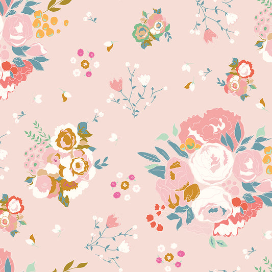 Cotton Nook Main Blush Floral Fabric by Minki Kim | Riley Blake