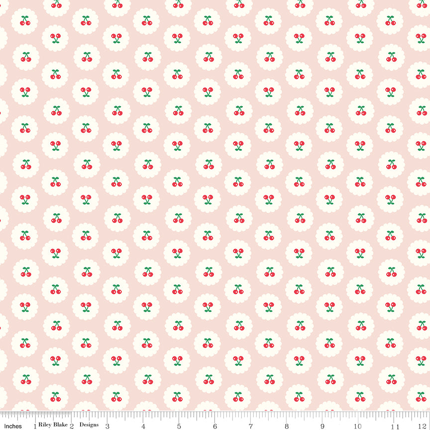 Cotton Nook Cherries Blush Fabric by Minki Kim | Riley Blake