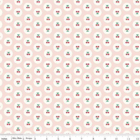 Cotton Nook Cherries Blush Fabric by Minki Kim | Riley Blake