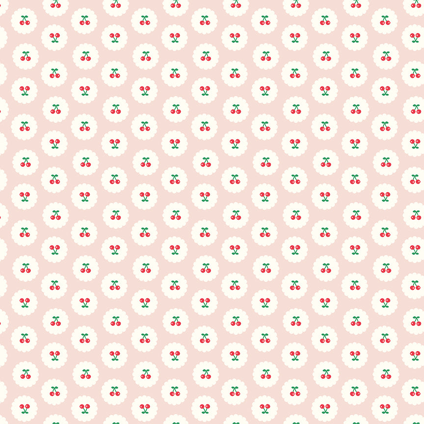 Cotton Nook Cherries Blush Fabric by Minki Kim | Riley Blake