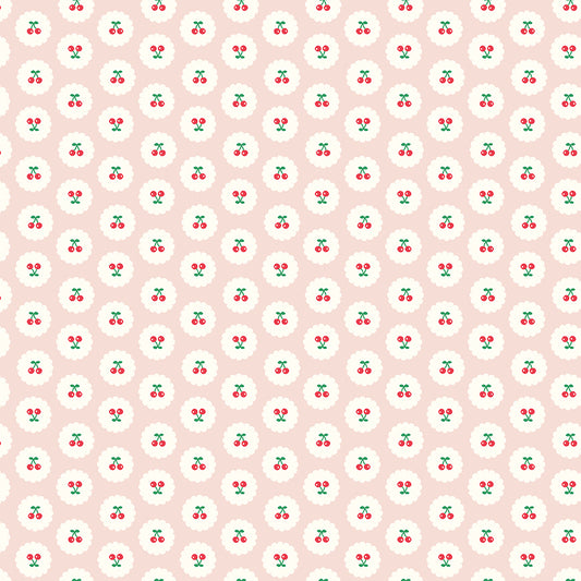 Cotton Nook Cherries Blush Fabric by Minki Kim | Riley Blake