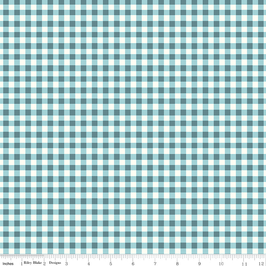 Cotton Nook Blue Plaid Gingham Fabric by Minki Kim | Riley Blake