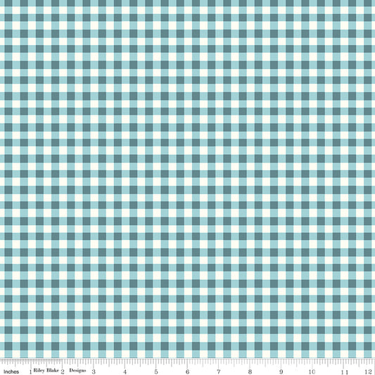Cotton Nook Blue Plaid Gingham Fabric by Minki Kim | Riley Blake