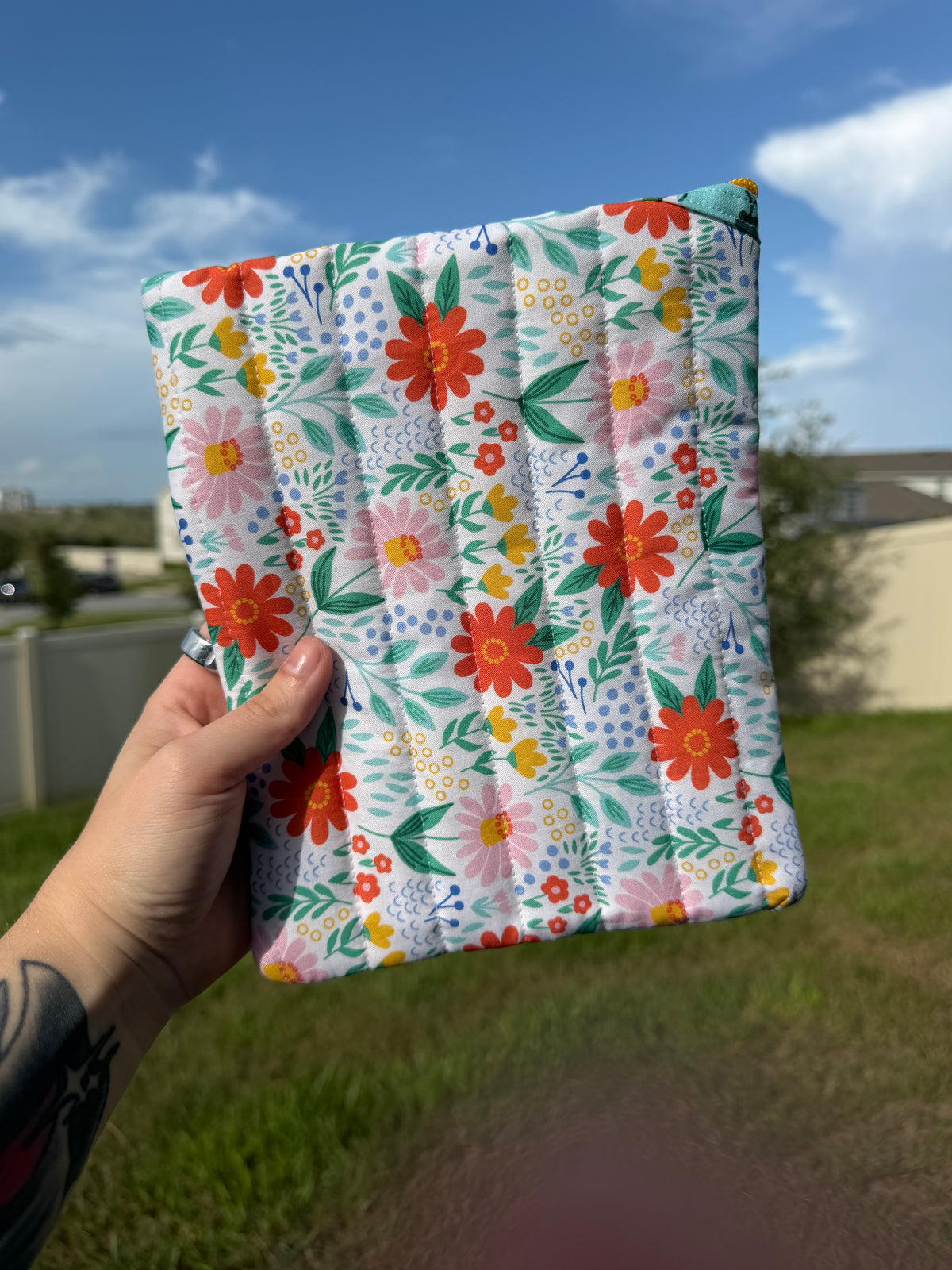 Handmade Quilted Floral Zipper Pouch