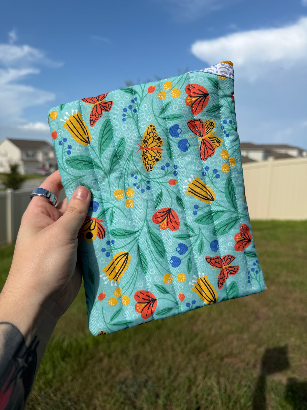 Handmade Quilted Floral Zipper Pouch