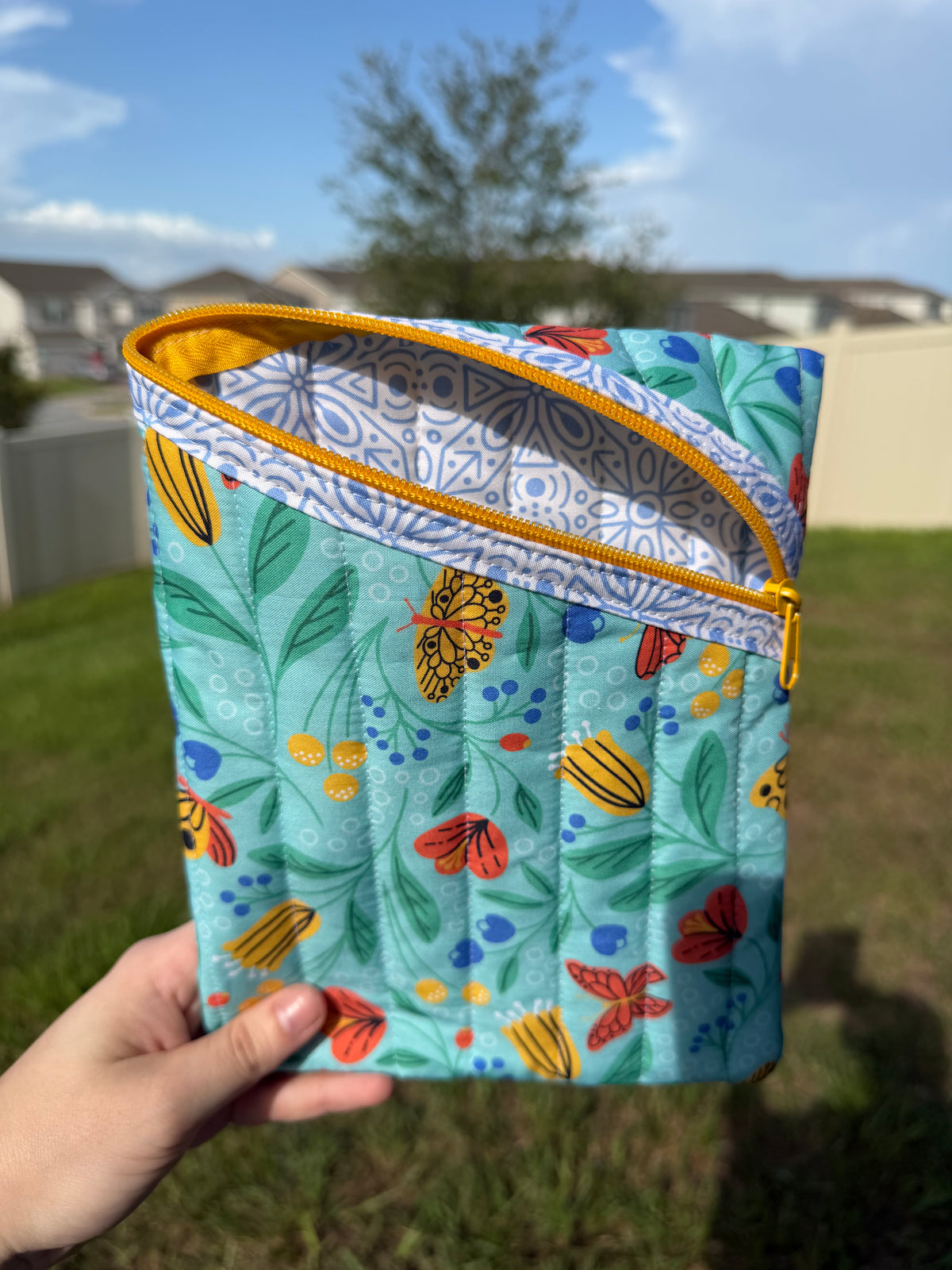 Handmade Quilted Floral Zipper Pouch